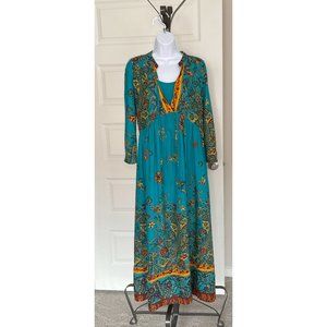 Free People Long Sleeve Paisley Midi Dress - size XS